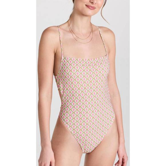 NEW TORY BURCH women's printed tie-back adjustable strap padded one piece swimsu - Picture 1 of 7